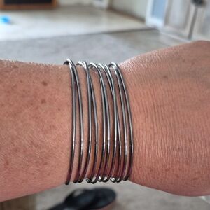 Silver Bangle Bracelet Set
